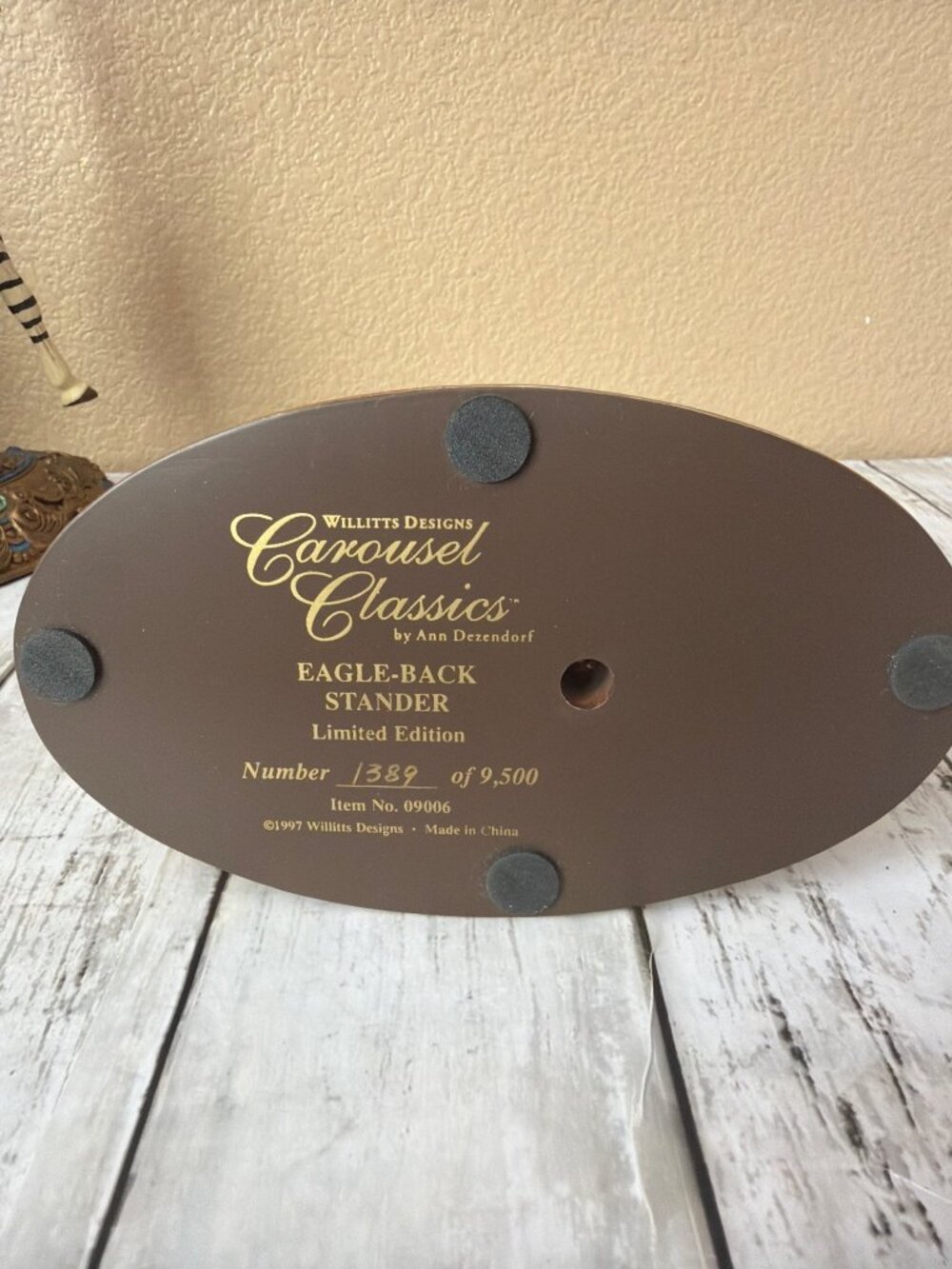 Set of 3 Willitts Carousel Classics Ann Dezendorf Ltd Ed Horse Zebra Eagle Back - Picture 7 of 16